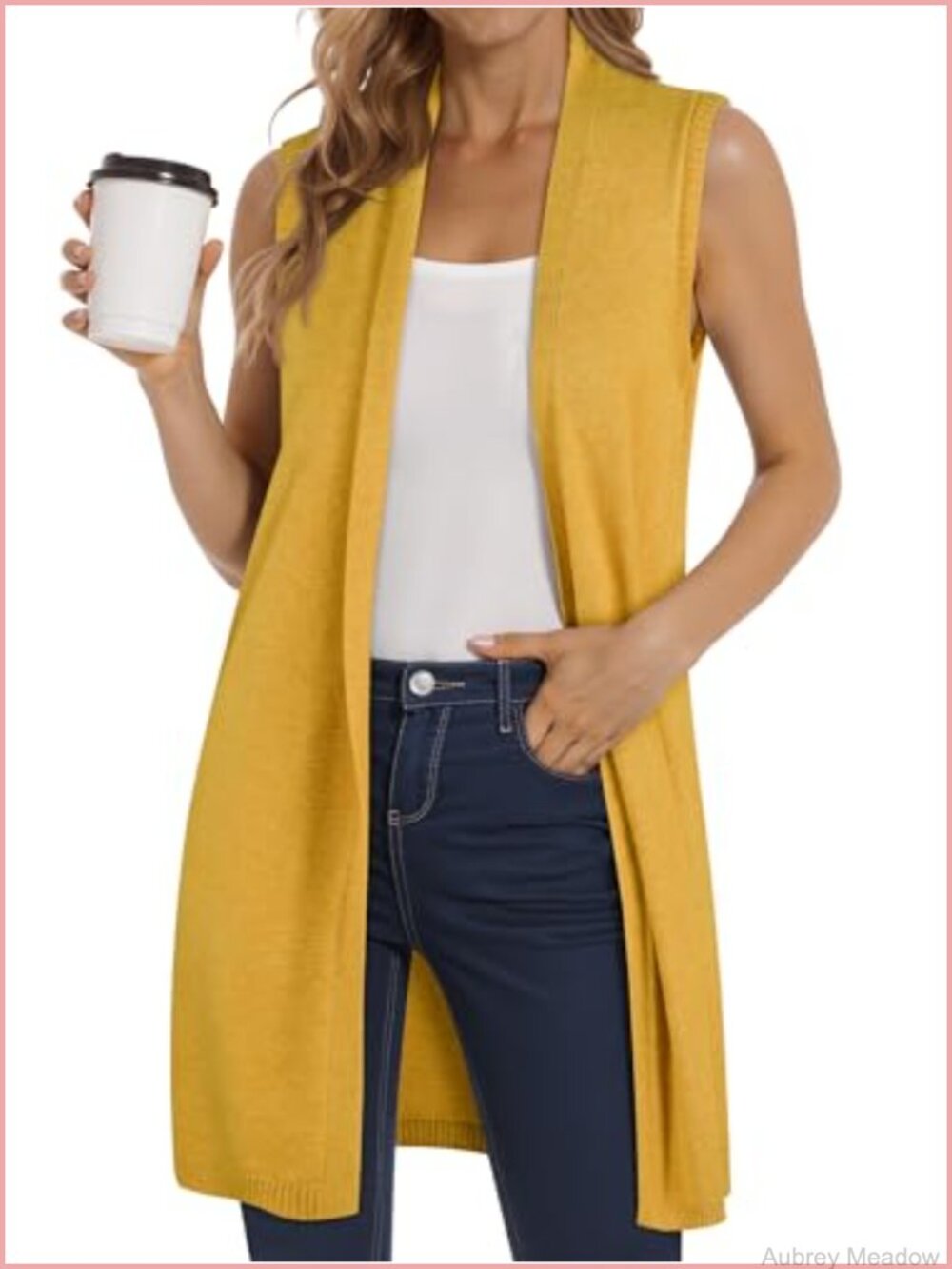 Women's Sleeveless Knit Duster Vest Open Front Cardigan Outwear
